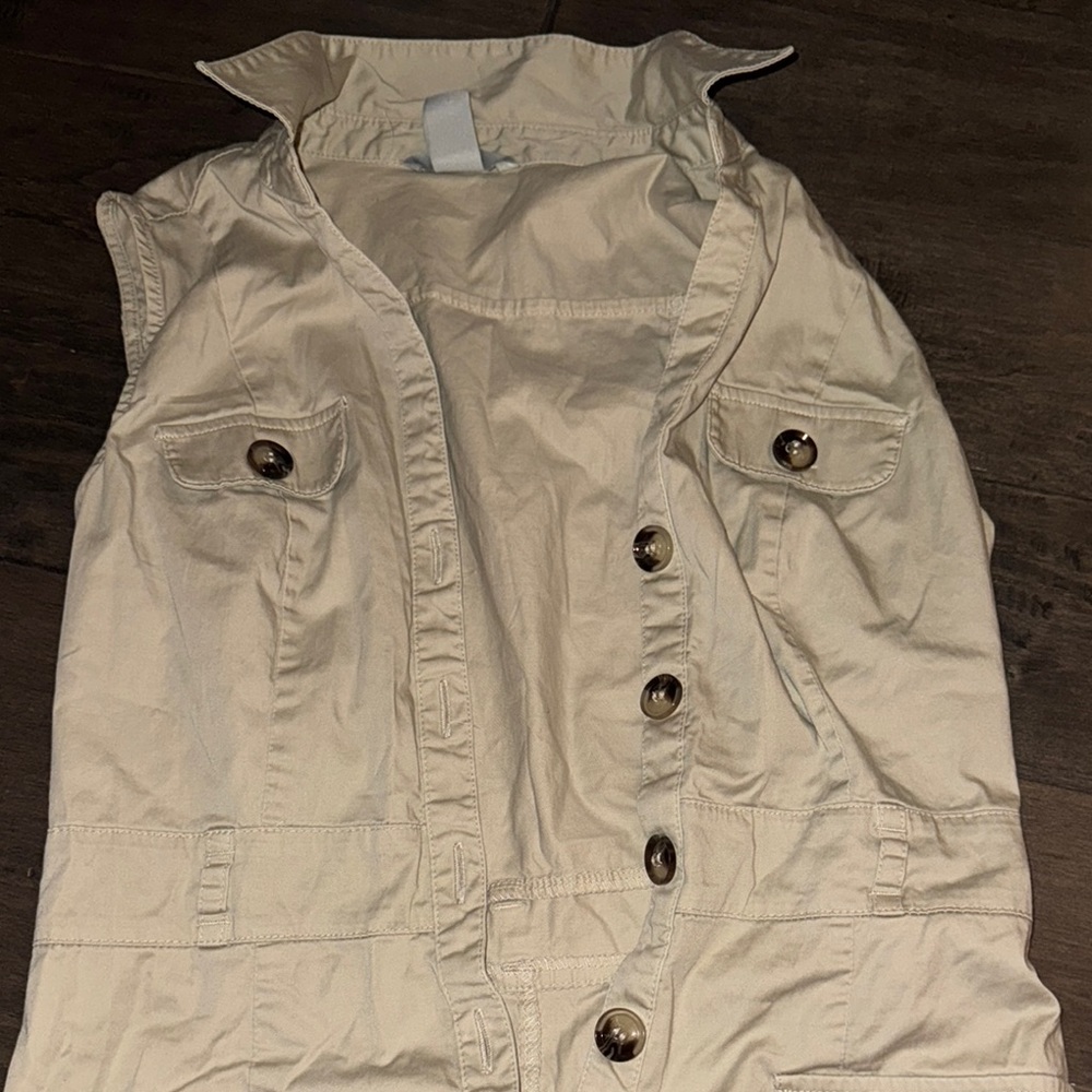 H&M Light Tan button up Vest dress